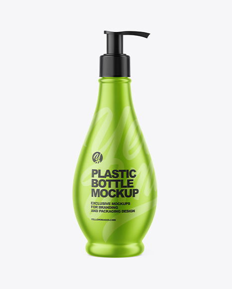 Metallic Plastic Bottle W/ Dispenser Mockup