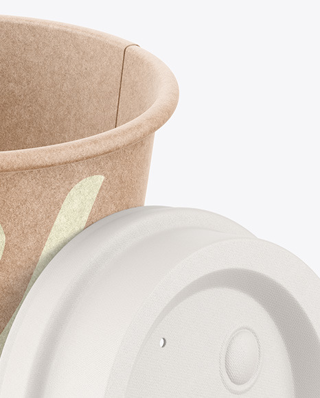 Kraft Coffee Cup with Biodegradable Lid Mockup