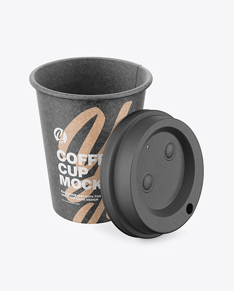 Kraft Coffee Cup with Biodegradable Lid Mockup