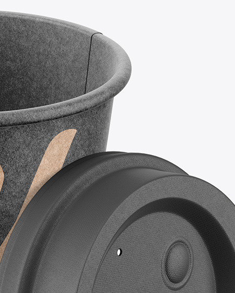 Kraft Coffee Cup with Biodegradable Lid Mockup