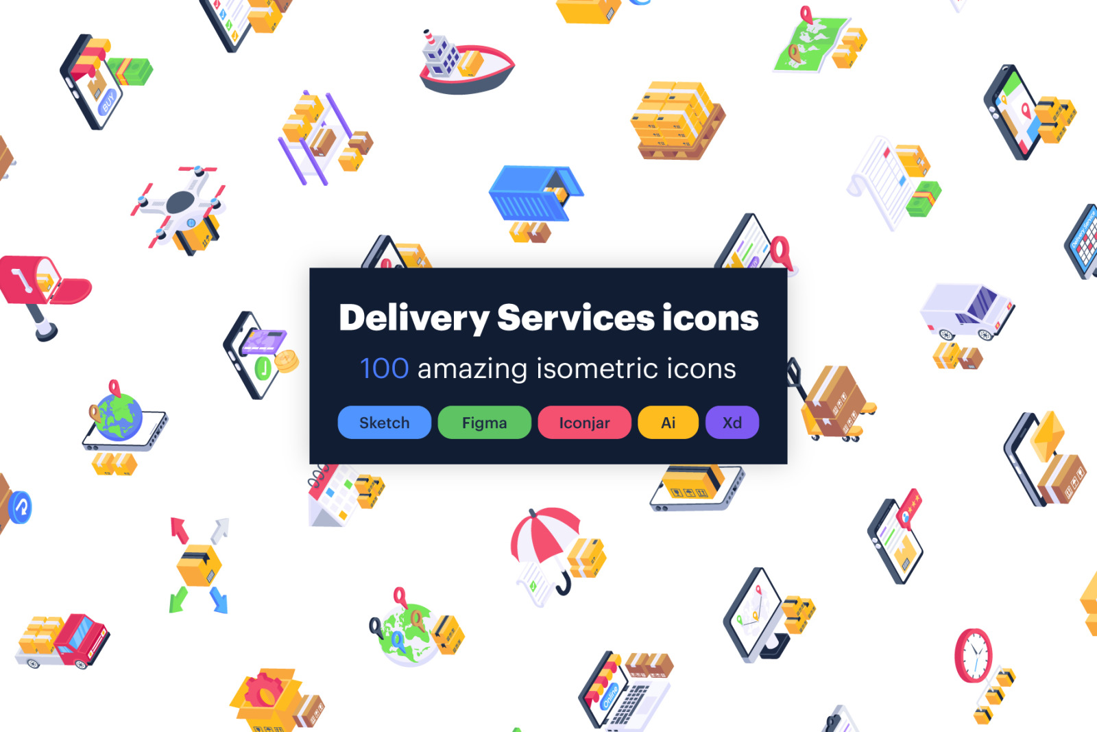 Delivery services logistics icons