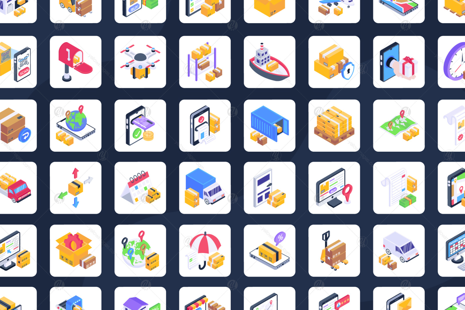 Delivery services logistics icons