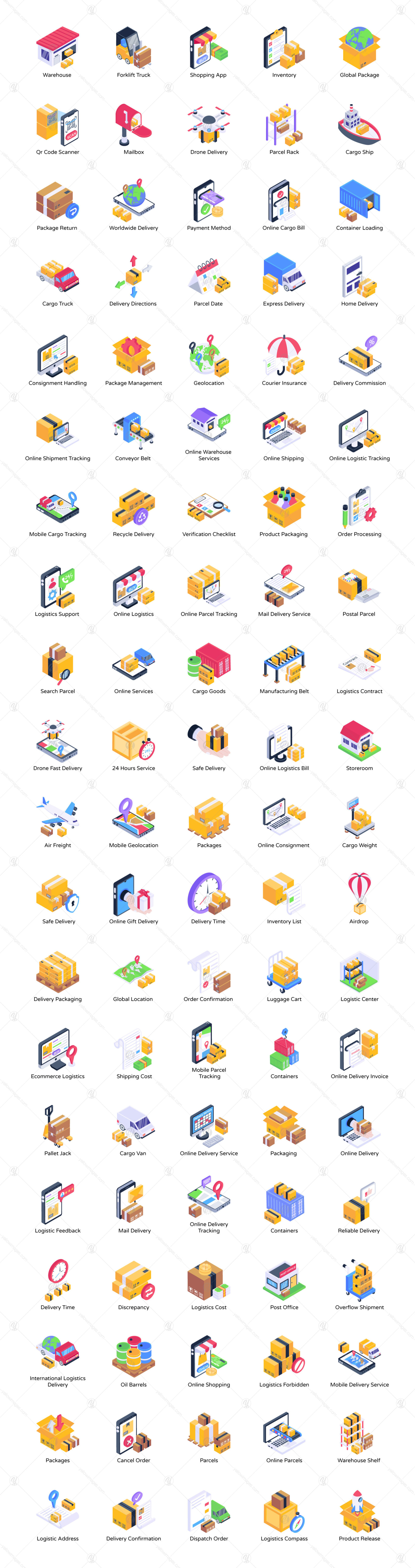 Delivery services logistics icons