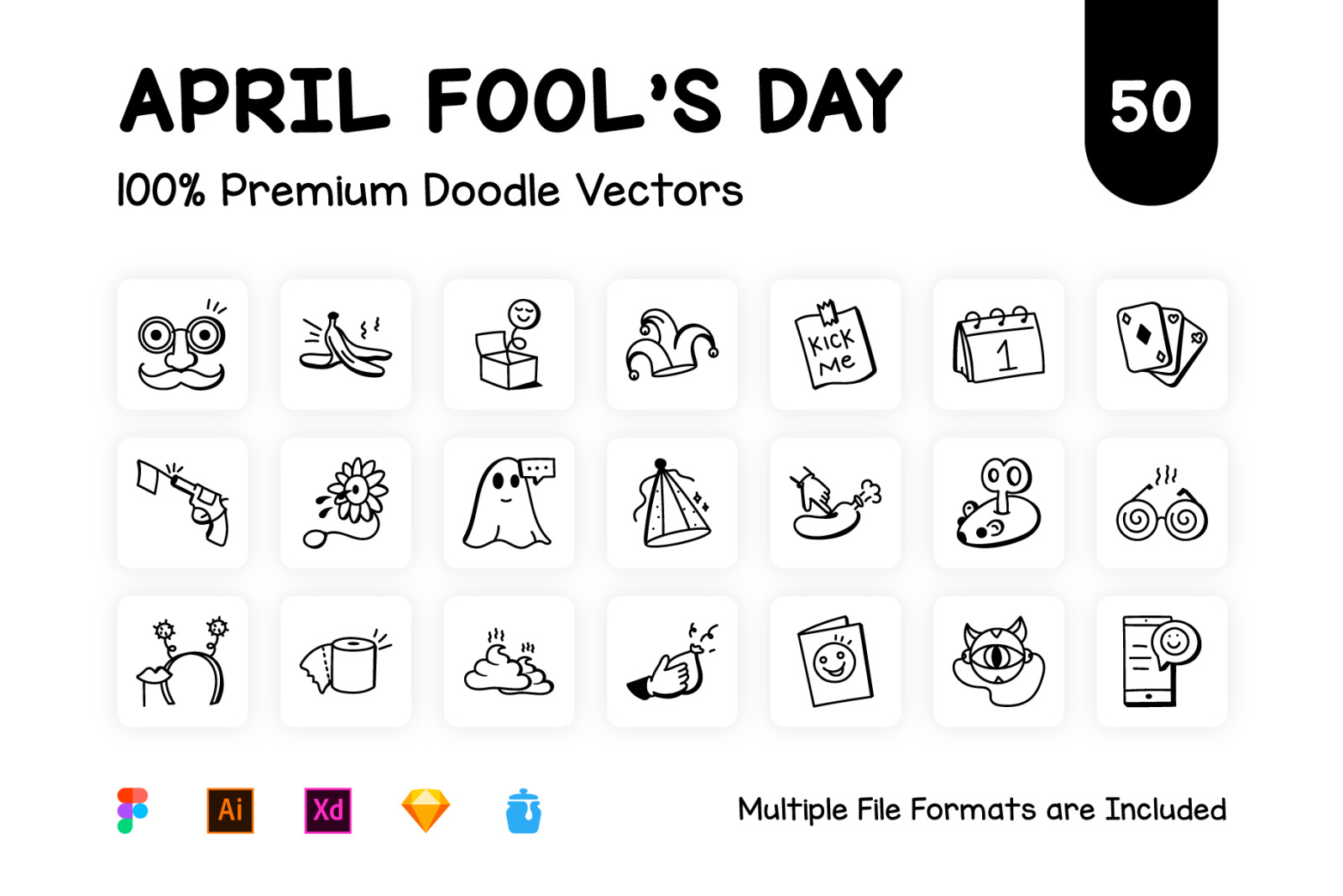 50 Doodle April Fool’s Day Icons 50 Doodle April Fool’s Day Icons