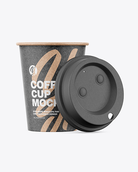 Kraft Coffee Cup with Biodegradable Lid Mockup