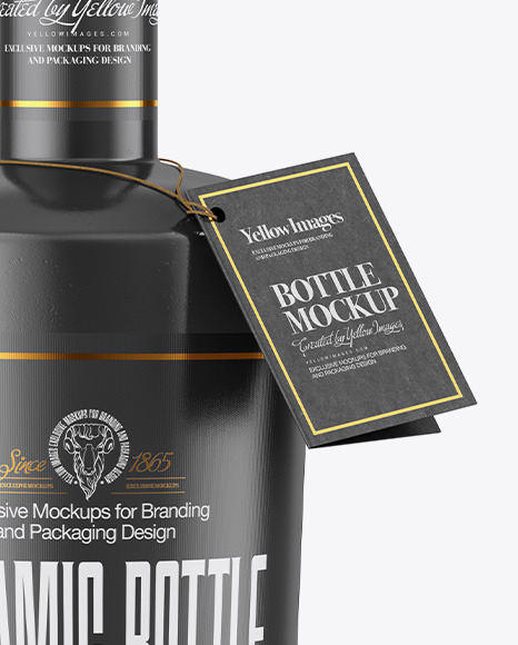 Glossy Ceramic Bottle with Kraft Book Mockup