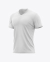 V-Neck Men&#039;s T-Shirt Mockup - Half Side View