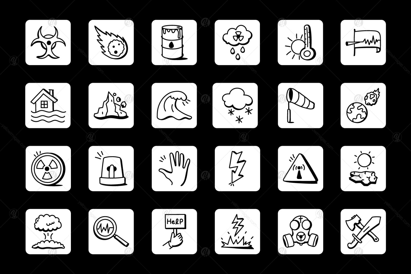 50 Flat Natural Disaster Vector Icons 50 Flat Natural Disaster Vector Icons