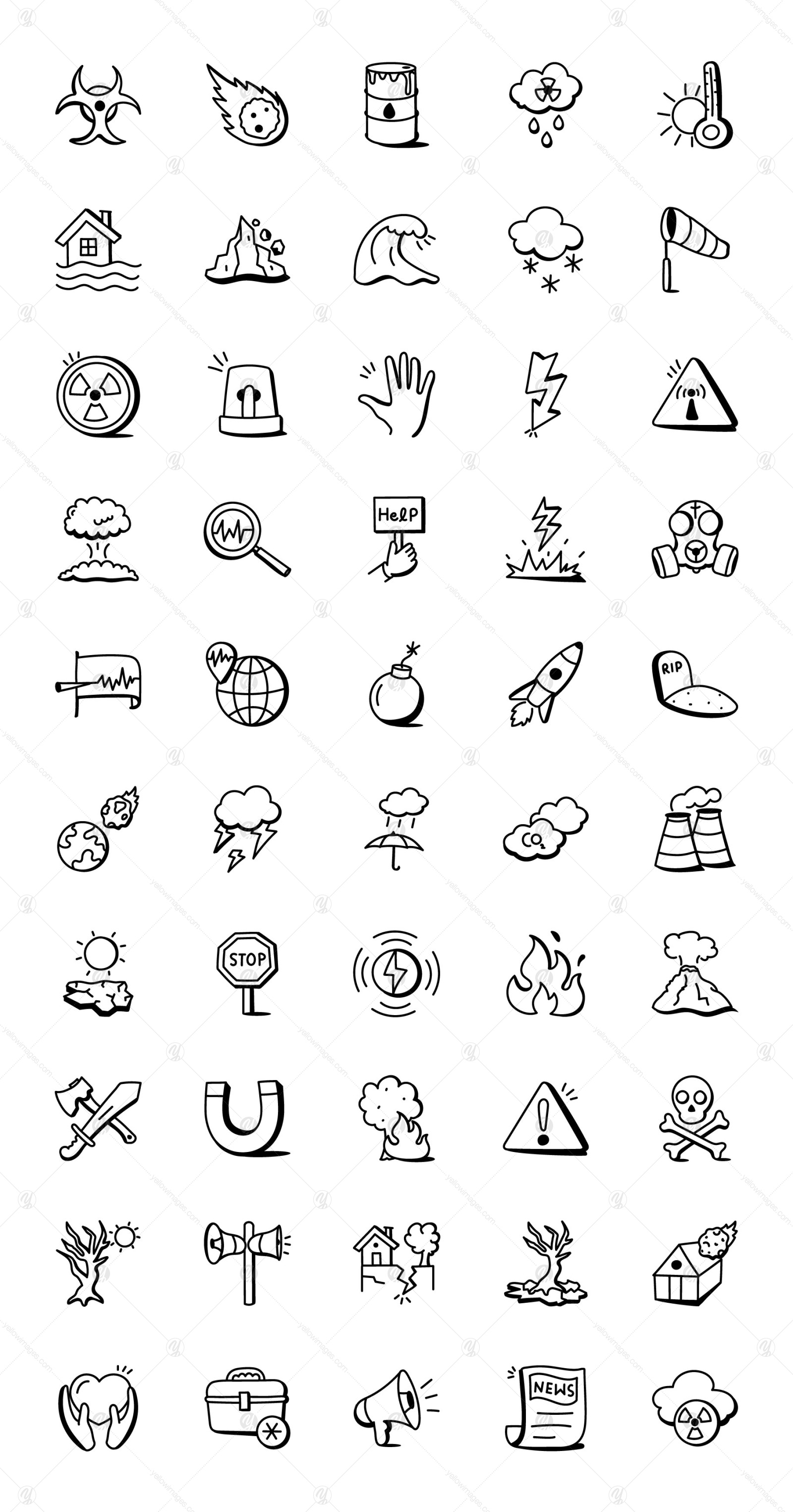 50 Flat Natural Disaster Vector Icons 50 Flat Natural Disaster Vector Icons