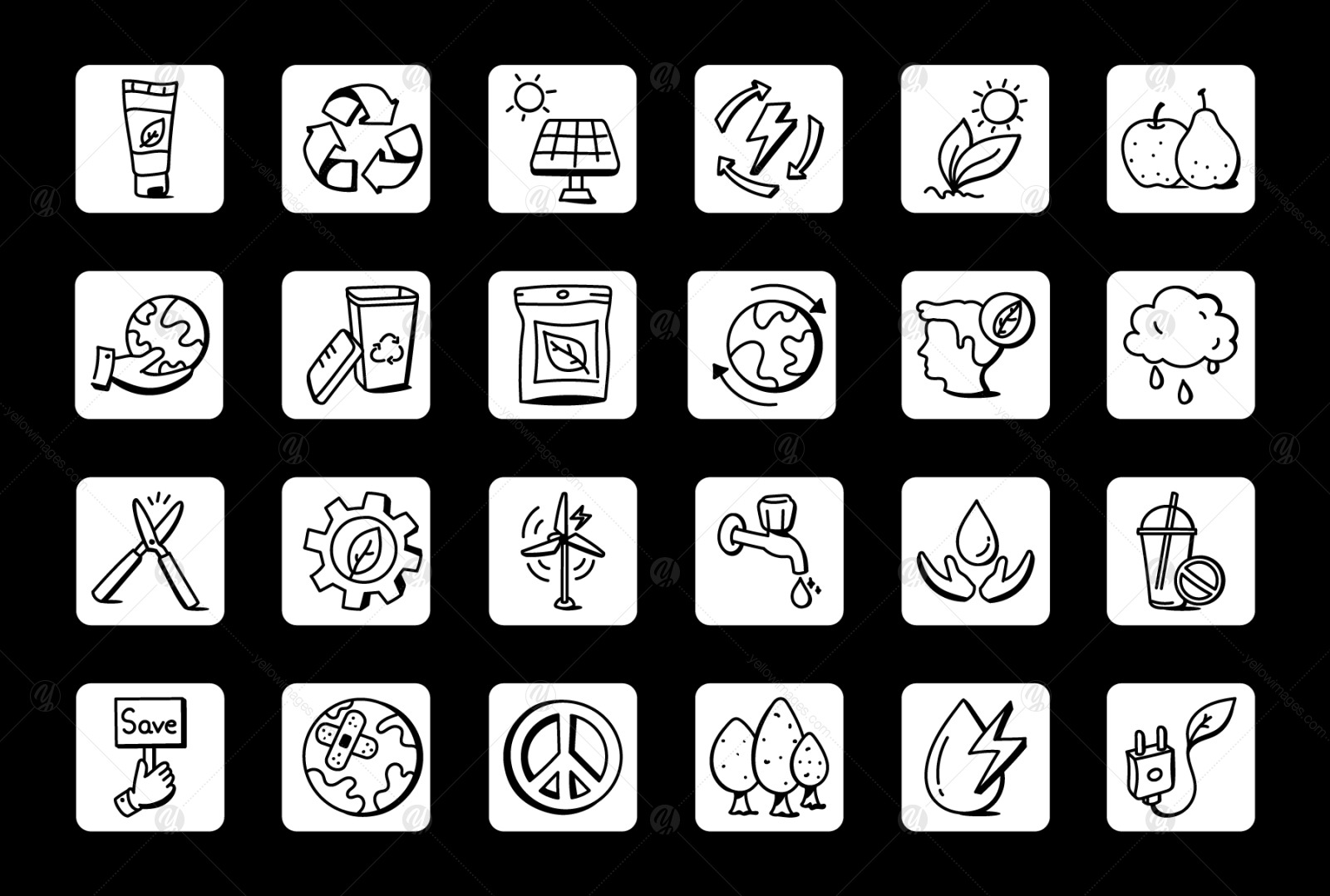 50 Doodle Earth Day Vector Icons