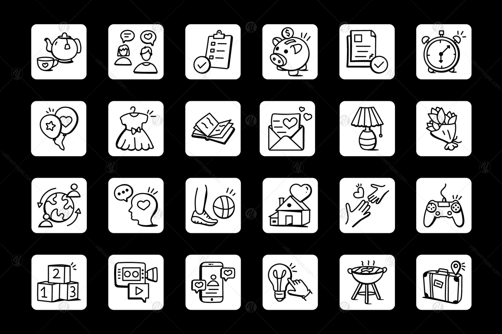 120 Hand Drawn Family Life Icons