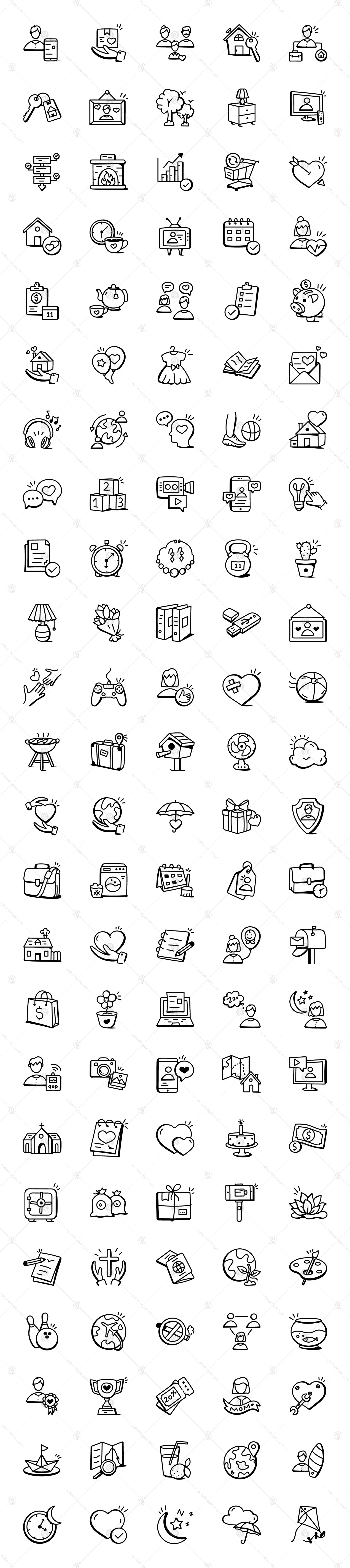 120 Hand Drawn Family Life Icons 120 Hand Drawn Family Life Icons