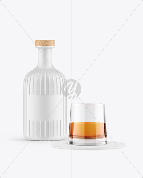 Ceramic Bottle With Glass Mockup