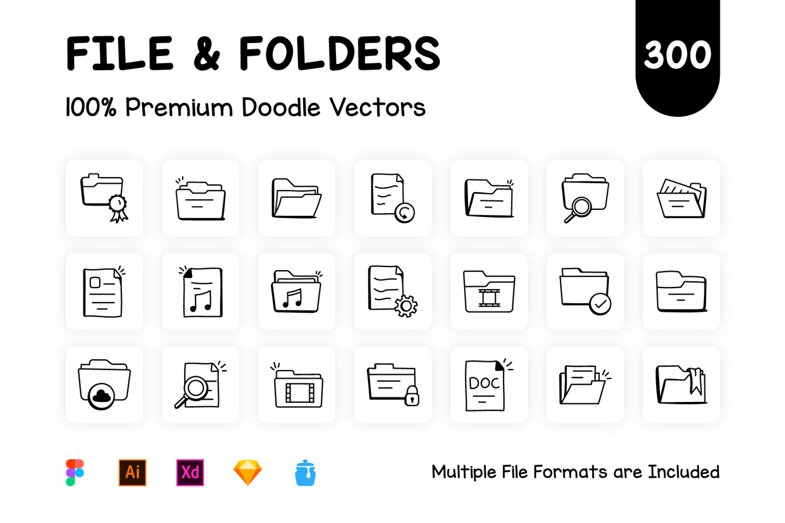 Pack of Doodle Files and Folders Icons