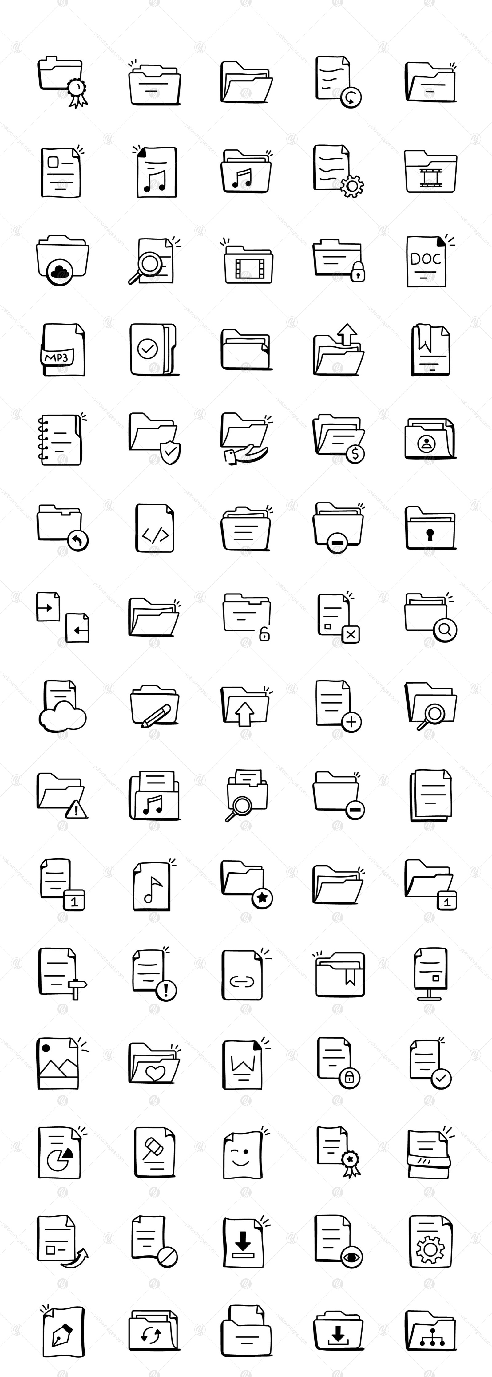 Pack of Doodle Files and Folders Icons Pack of Doodle Files and Folders Icons