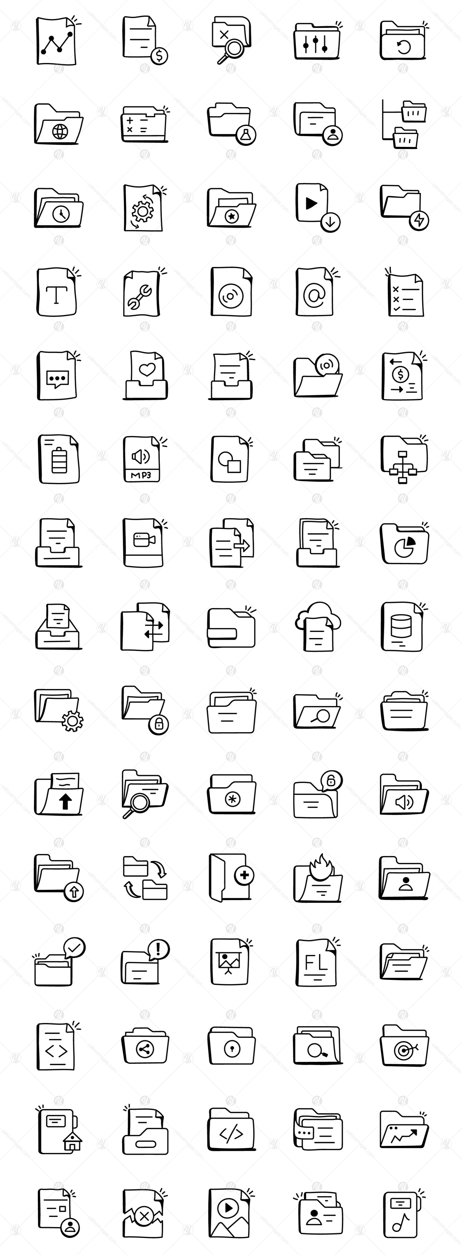 Pack of Doodle Files and Folders Icons Pack of Doodle Files and Folders Icons