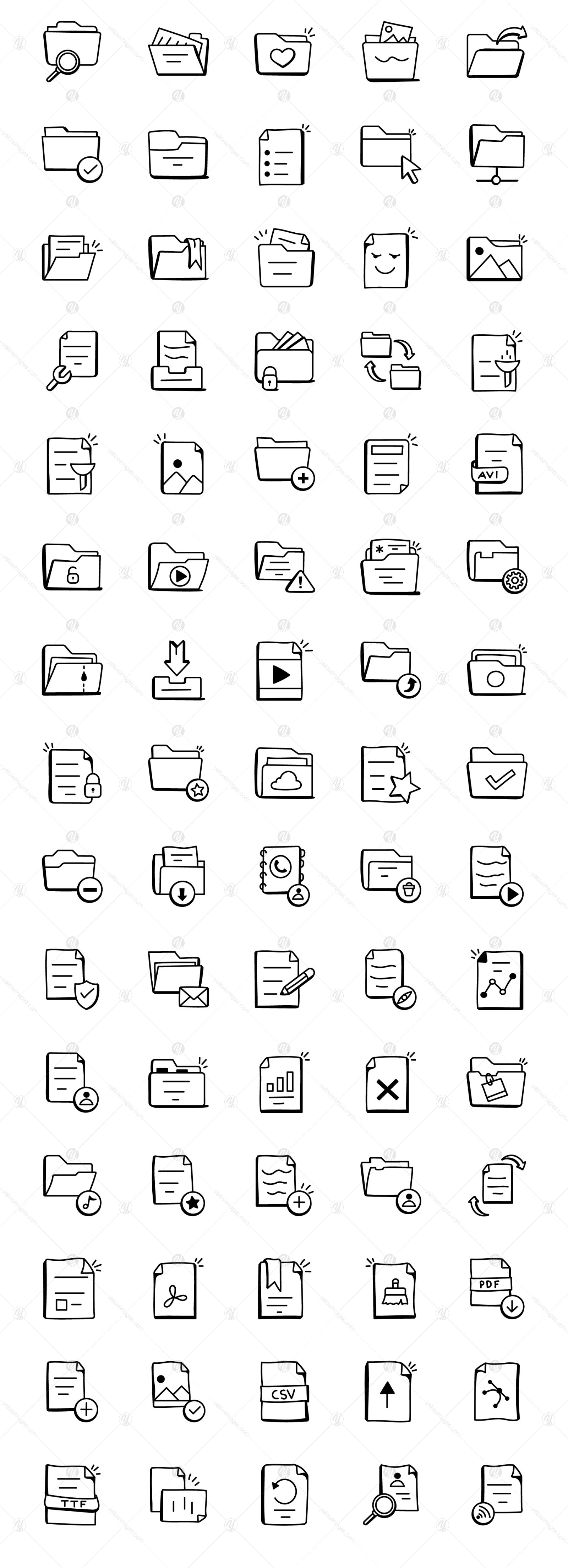 Pack of Doodle Files and Folders Icons Pack of Doodle Files and Folders Icons