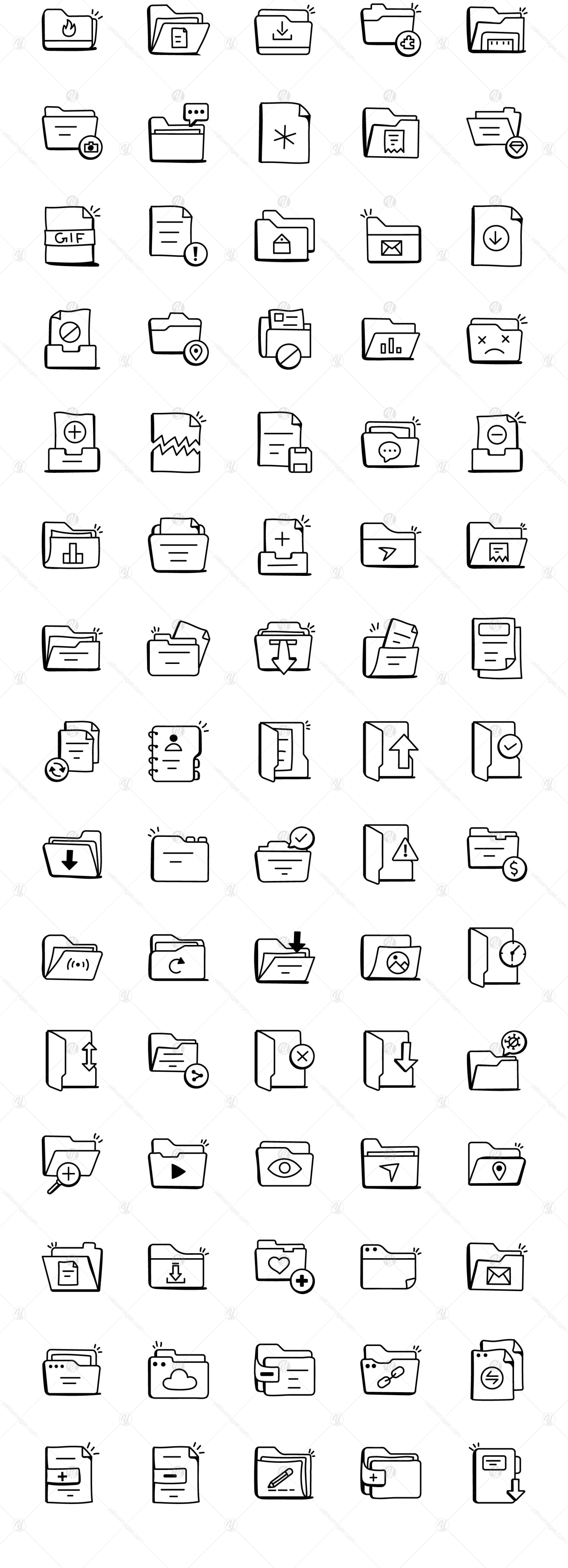 Pack of Doodle Files and Folders Icons Pack of Doodle Files and Folders Icons