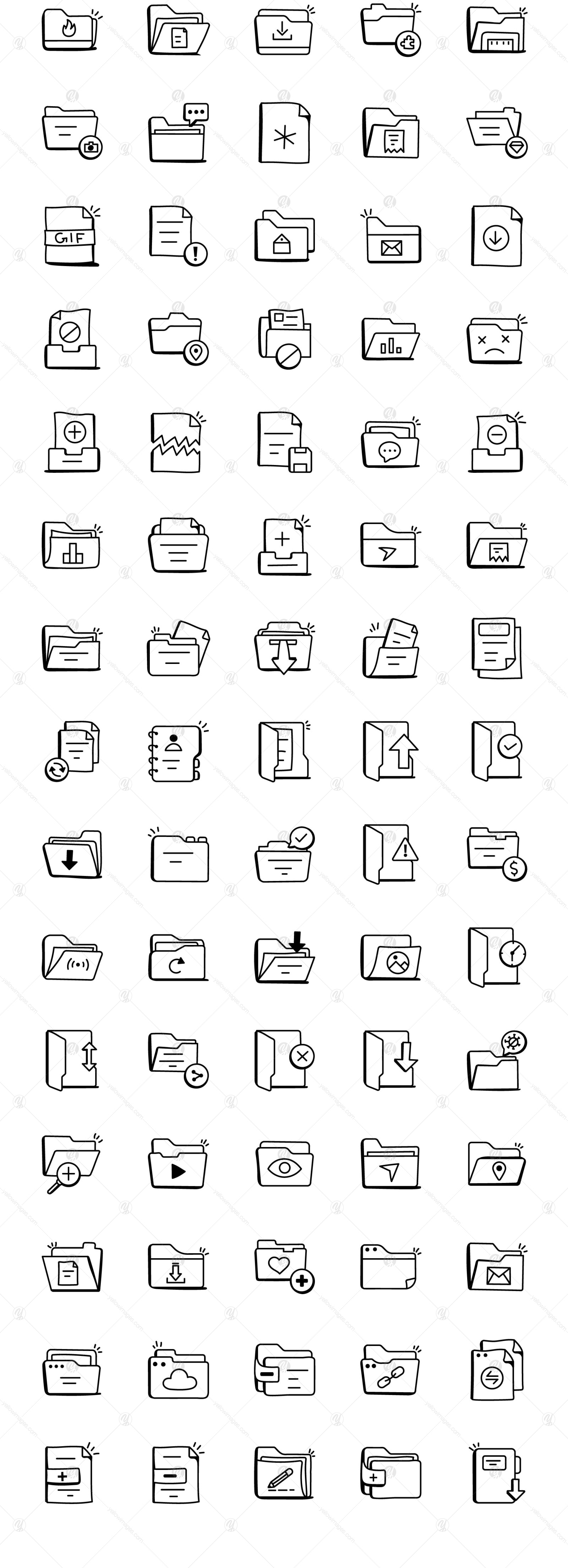 Pack of Doodle Files and Folders Icons