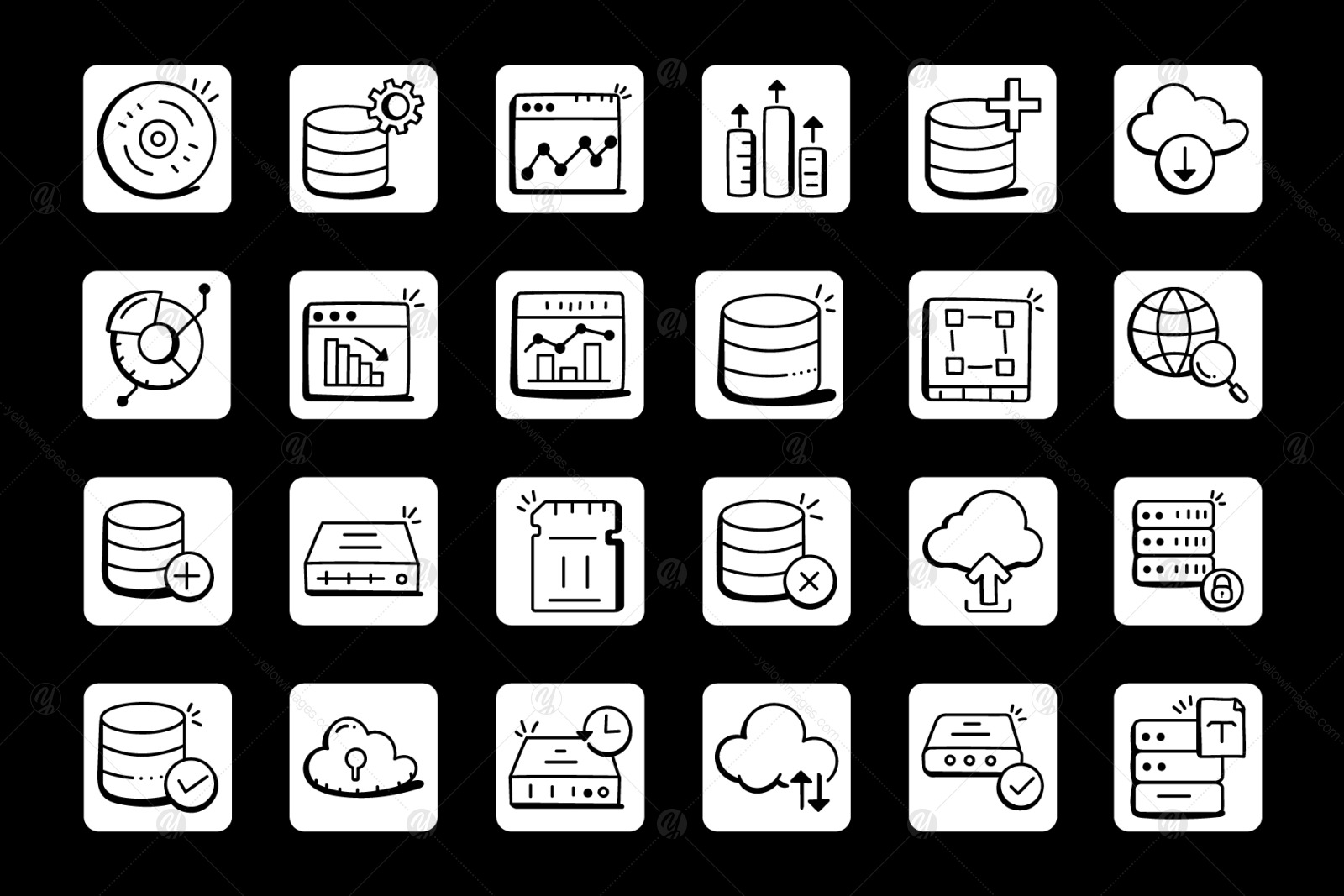 Set of 230 Doodle Data Icons