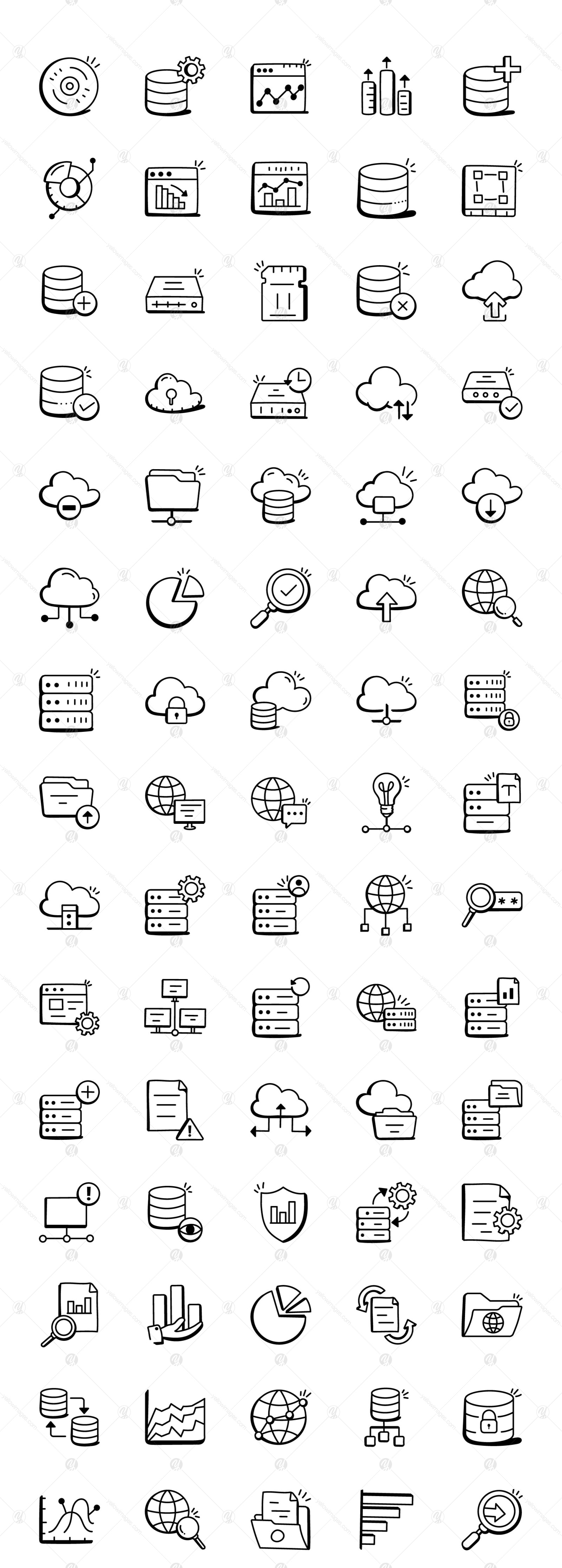 Set of 230 Doodle Data Icons Set of 230 Doodle Data Icons