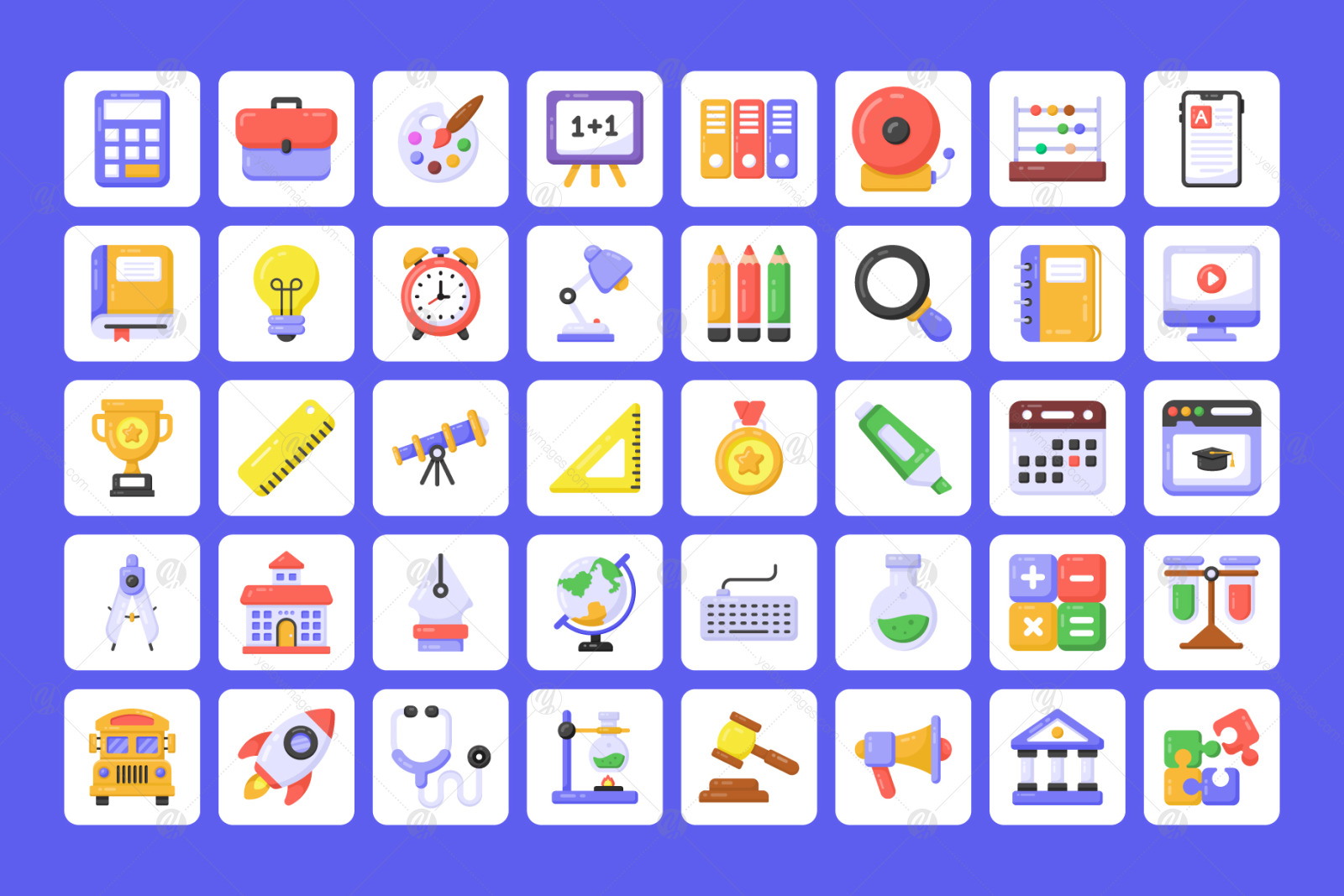 400 Flat School Icons