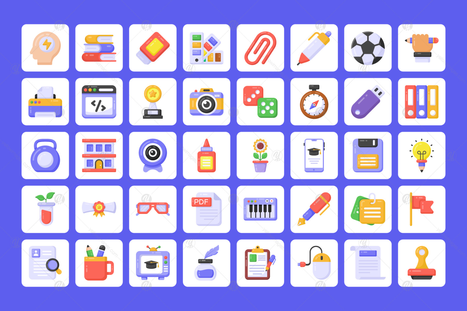 400 Flat School Icons