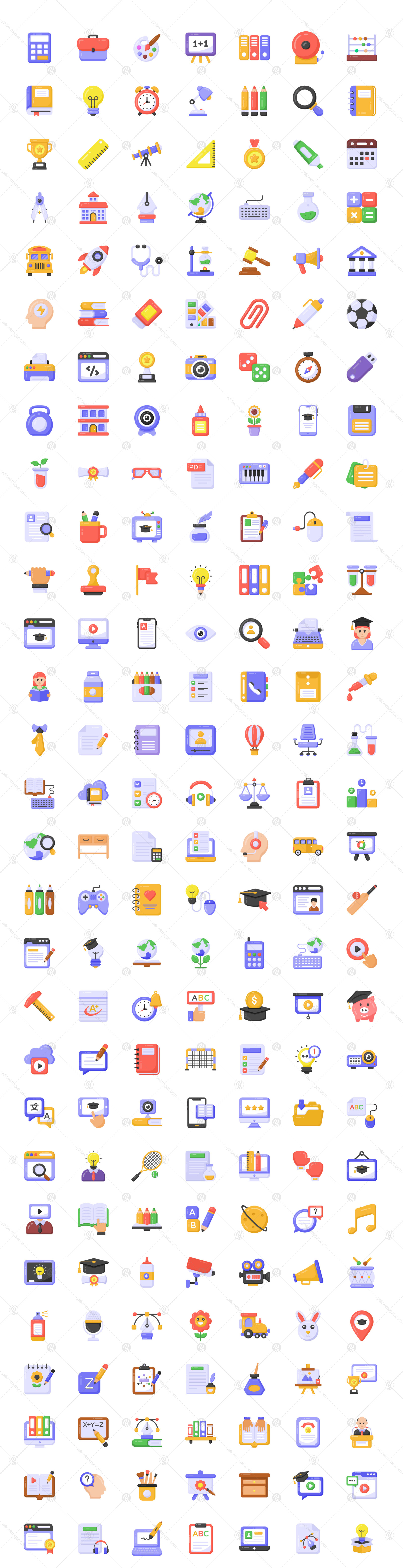 400 Flat School Icons