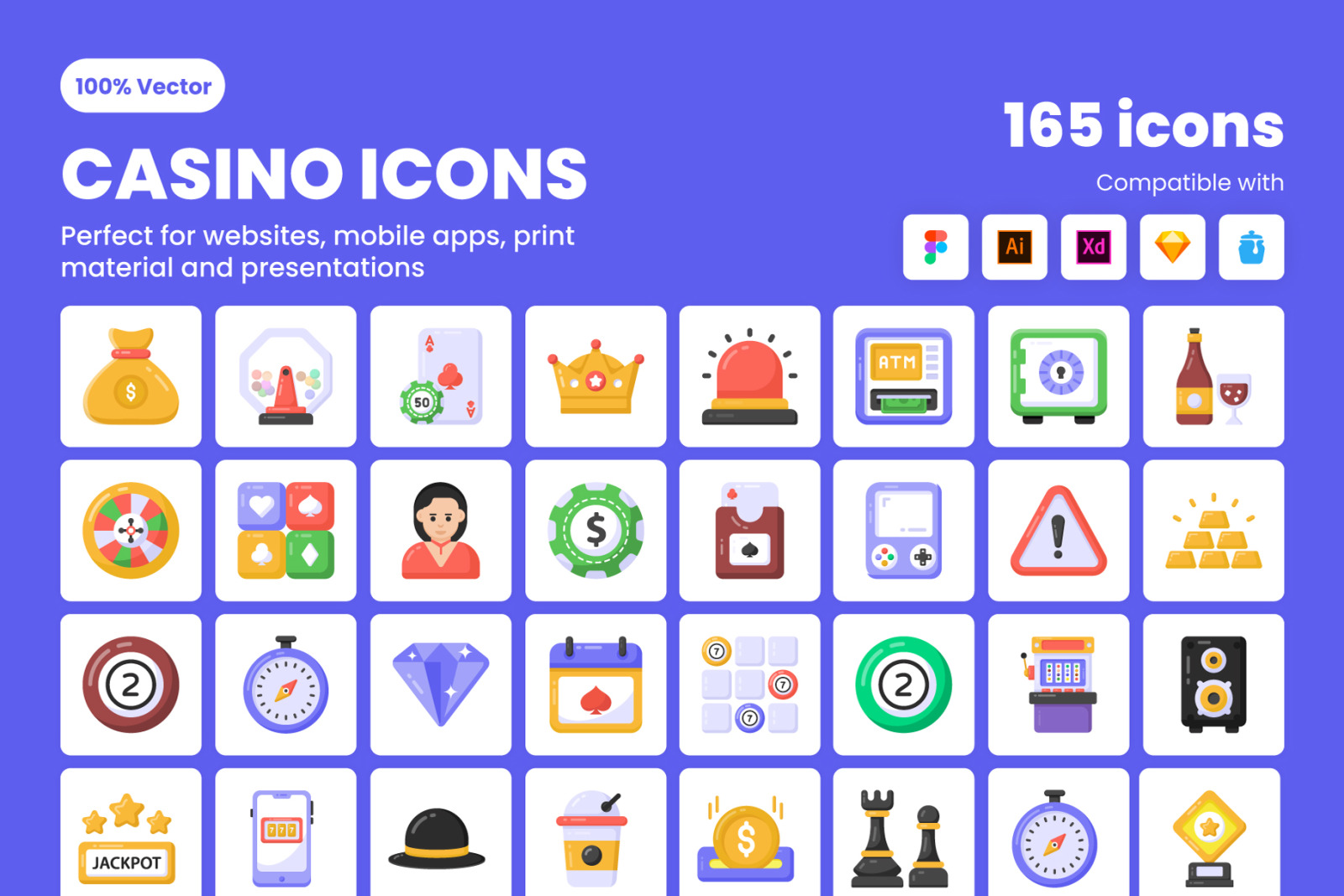 Flat Detailed Casino Icons Flat Detailed Casino Icons