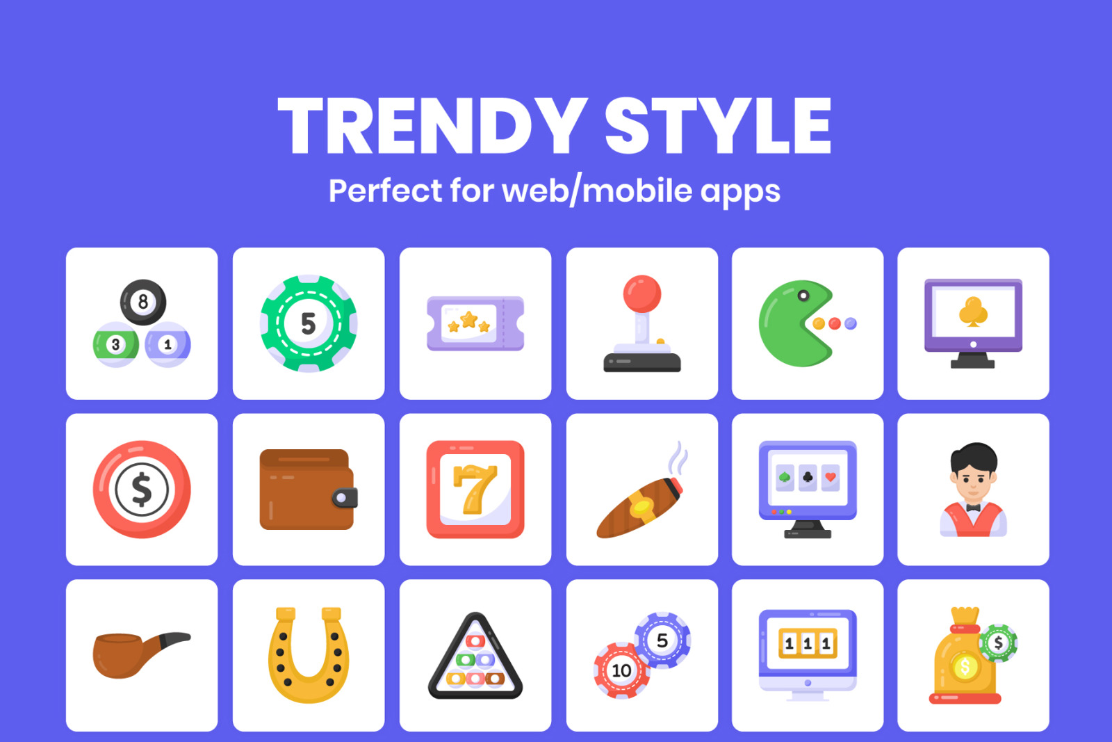 Flat Detailed Casino Icons Flat Detailed Casino Icons