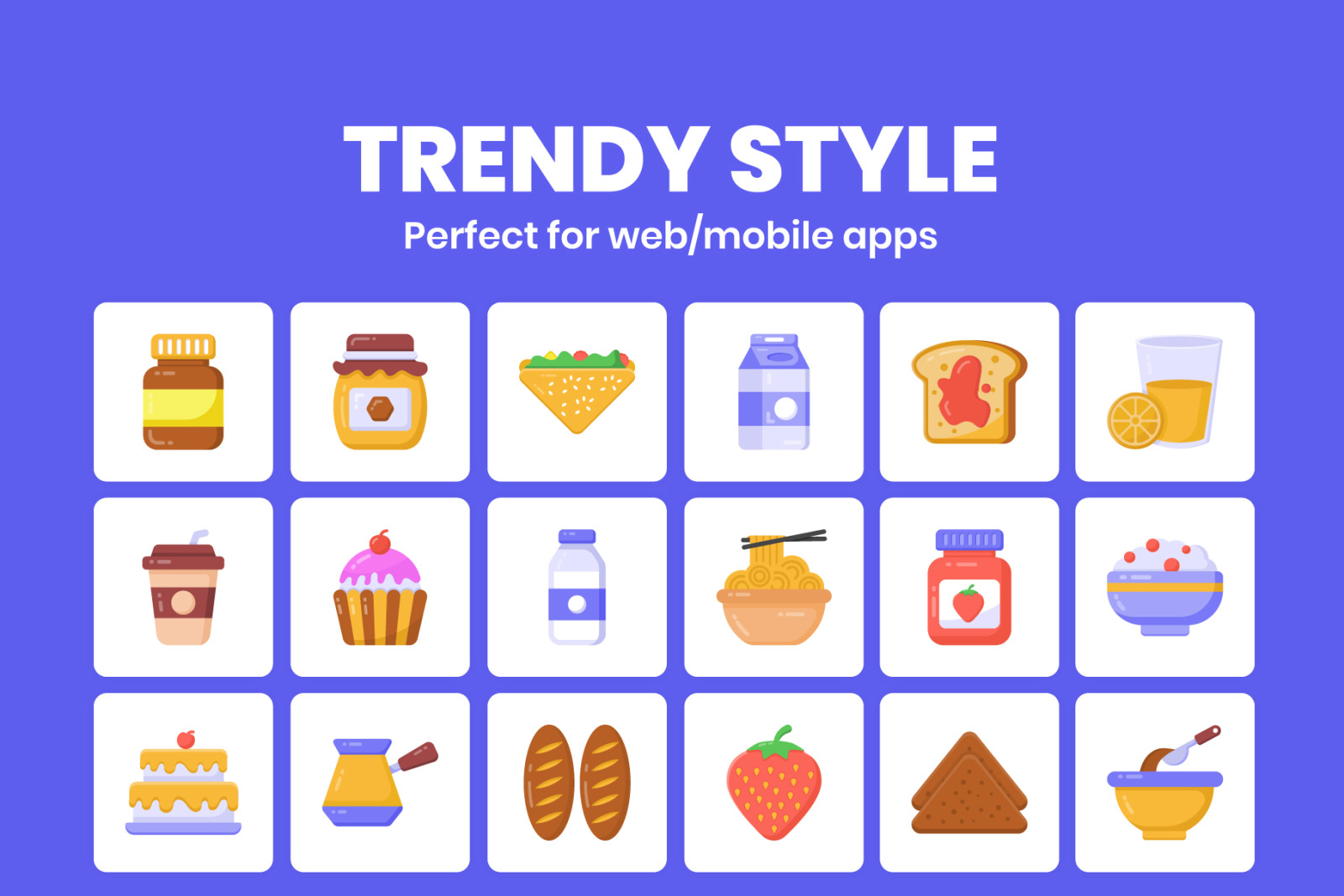 Flat Detailed Breakfast Icons Flat Detailed Breakfast Icons