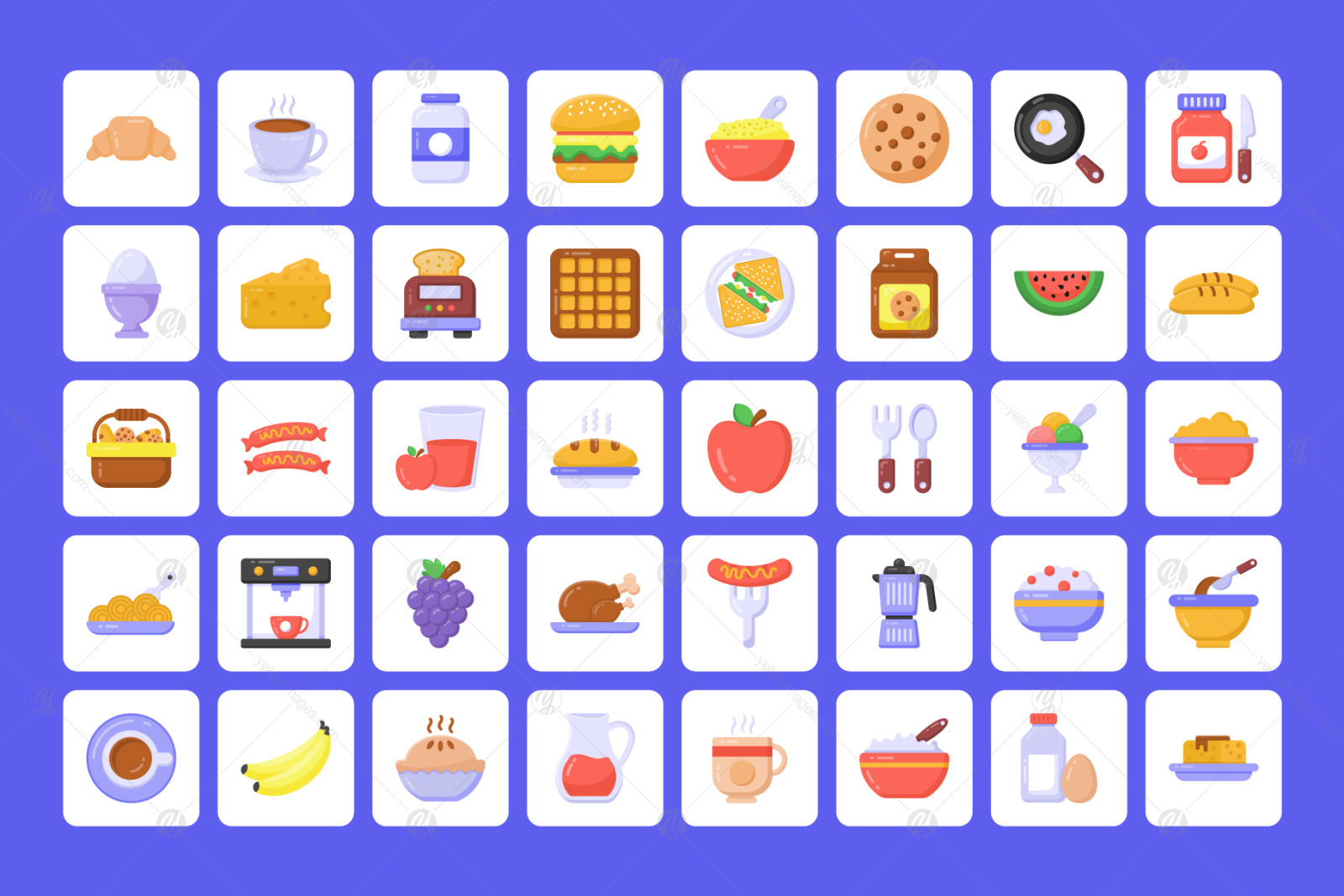 Flat Detailed Breakfast Icons