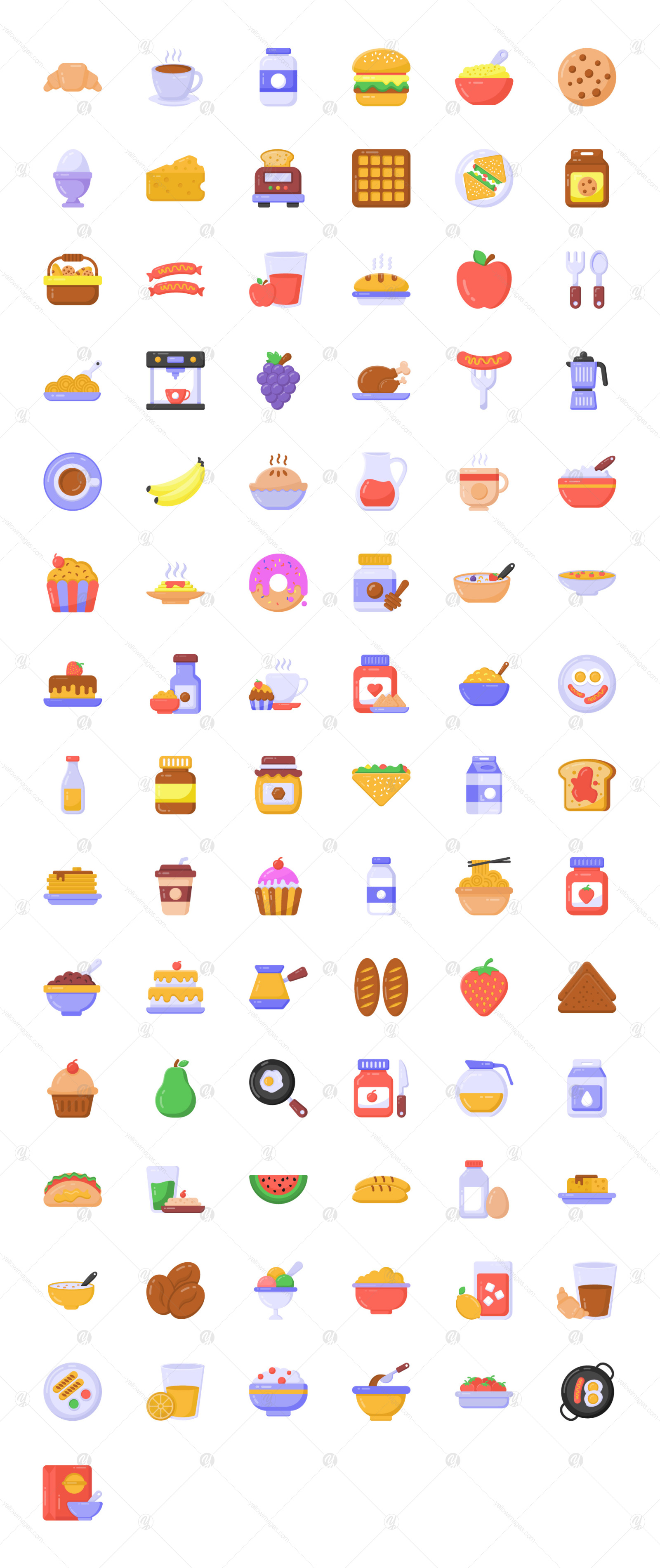 Flat Detailed Breakfast Icons