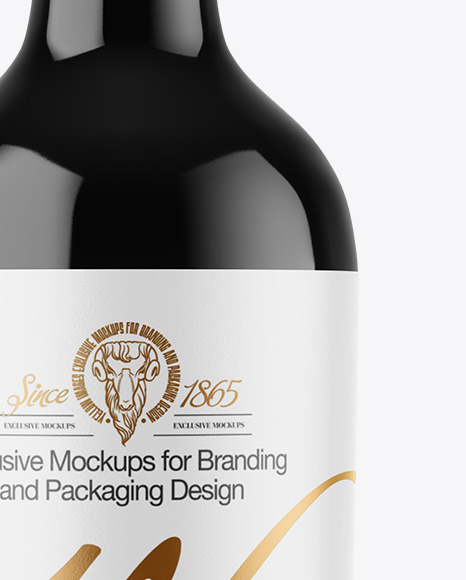 Dark Glass Wine Bottle Mockup