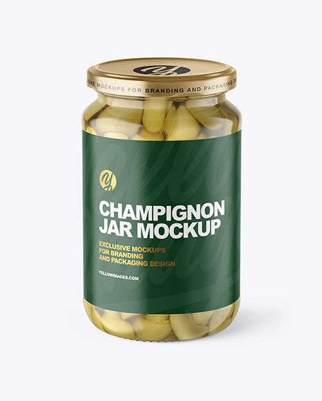 Clear Glass Jar with Champignons Mockup - Champignons