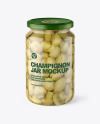 Clear Glass Jar with Champignons Mockup