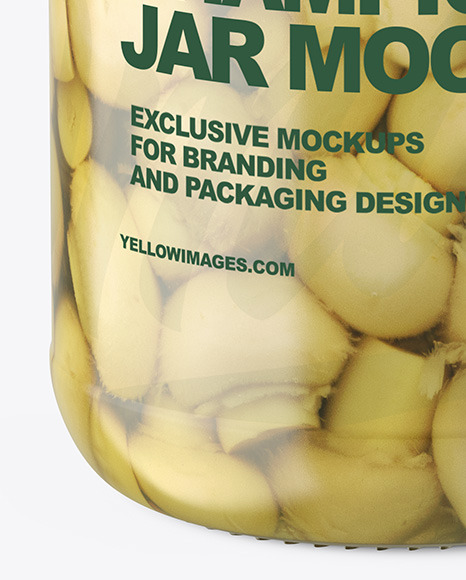 Clear Glass Jar with Champignons Mockup