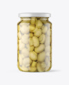 Clear Glass Jar with Champignons Mockup