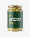 Clear Glass Jar with Champignons Mockup