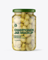 Clear Glass Jar with Champignons Mockup