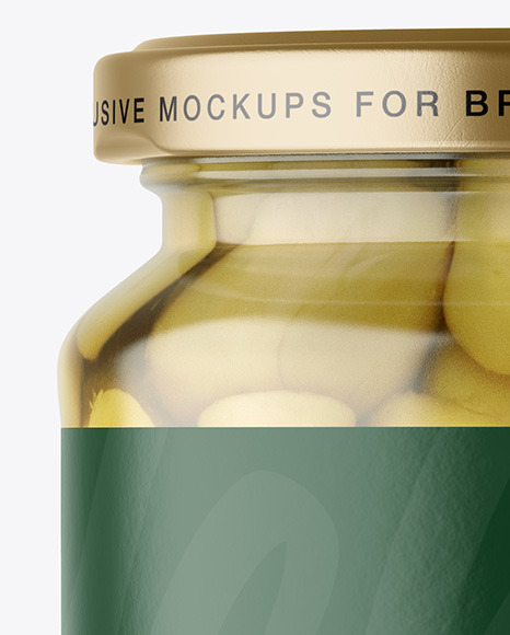 Clear Glass Jar with Champignons Mockup