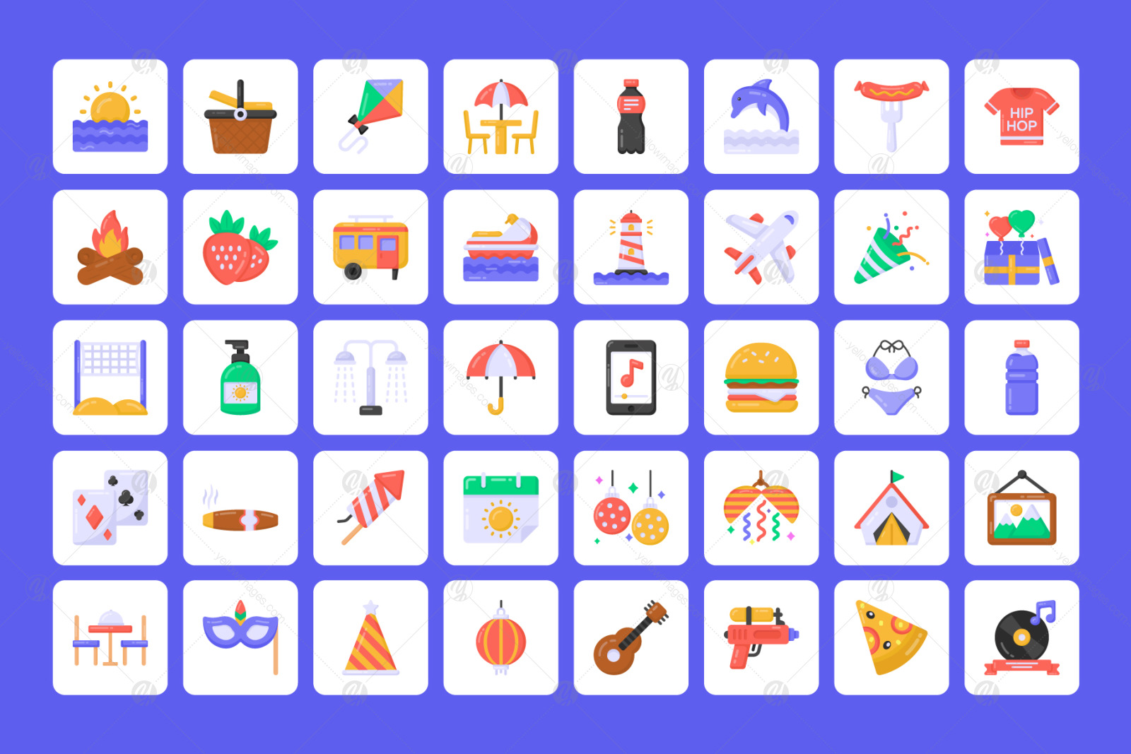 Pack of 150 Flat Summer Icons Pack of 150 Flat Summer Icons