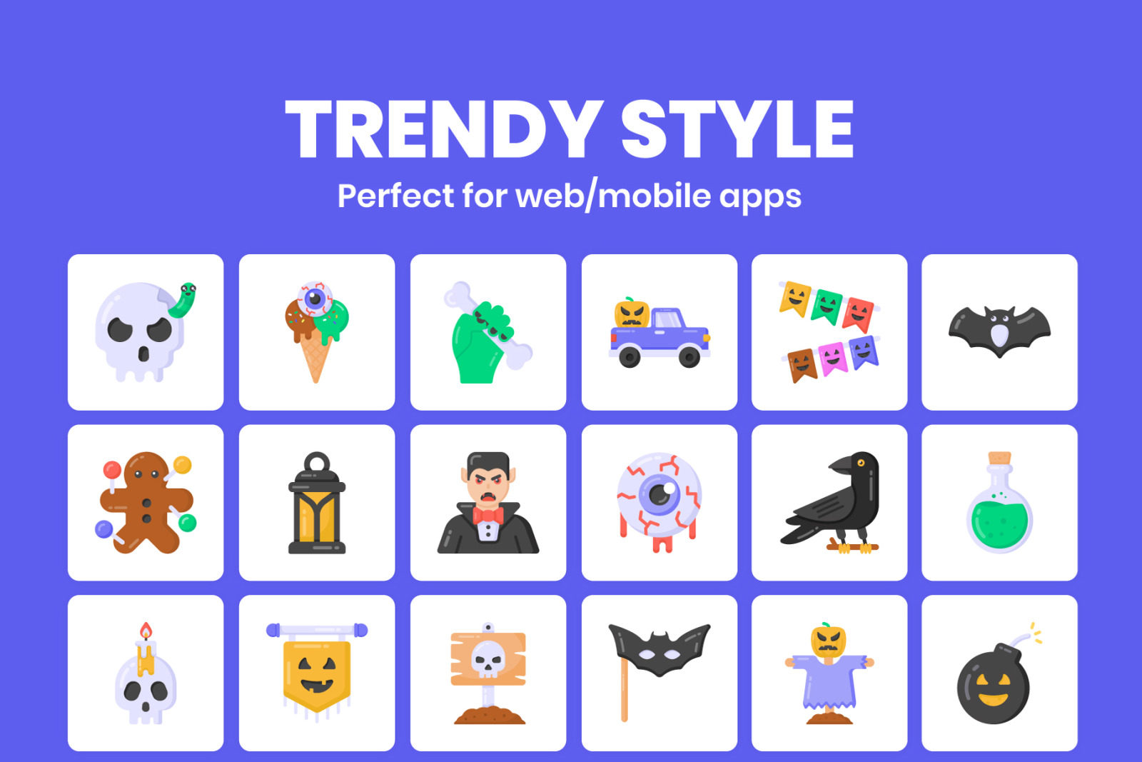 100 Flat Halloween Icons