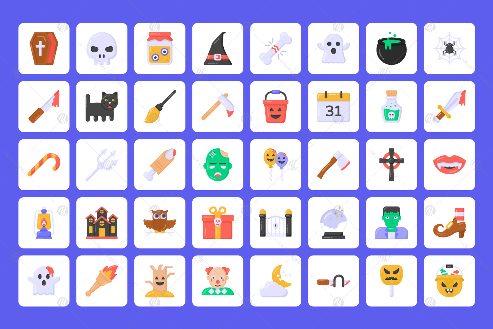 100 Flat Halloween Icons