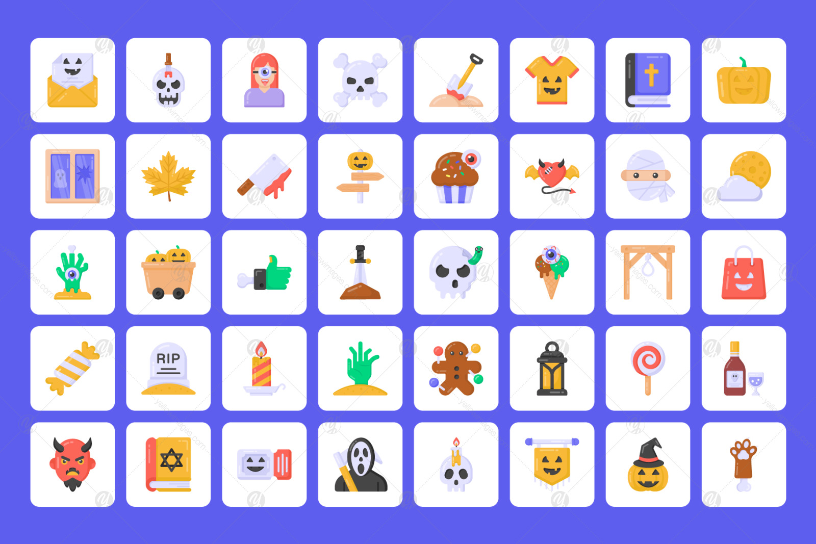 100 Flat Halloween Icons