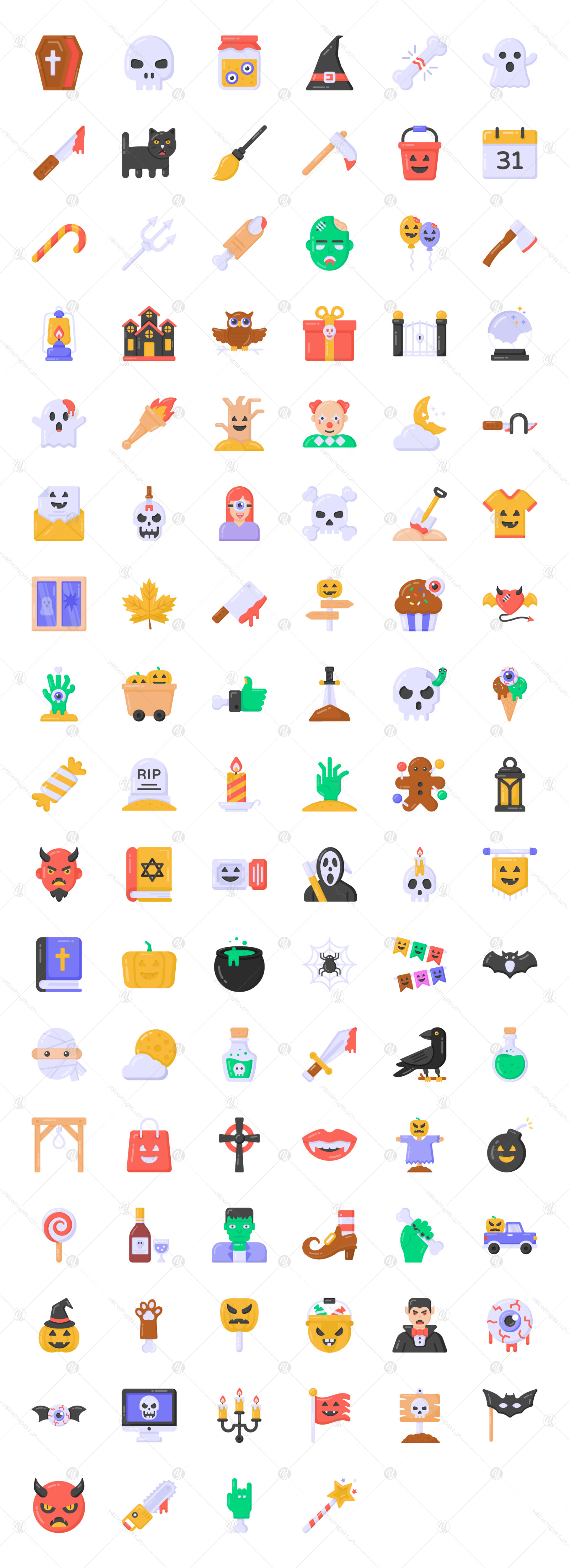 100 Flat Halloween Icons