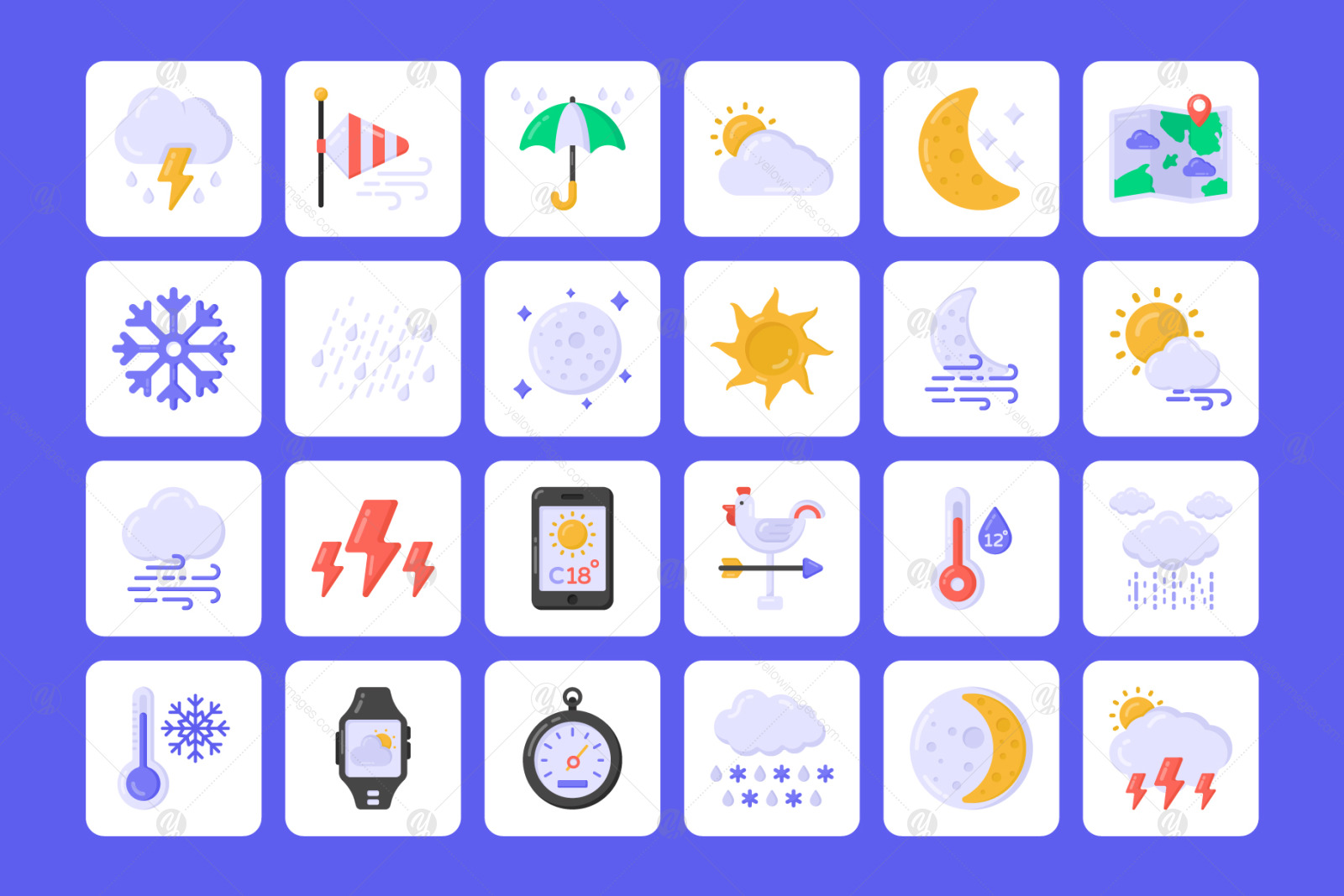 Flat Detailed Weather Icons Collection Flat Detailed Weather Icons Collection