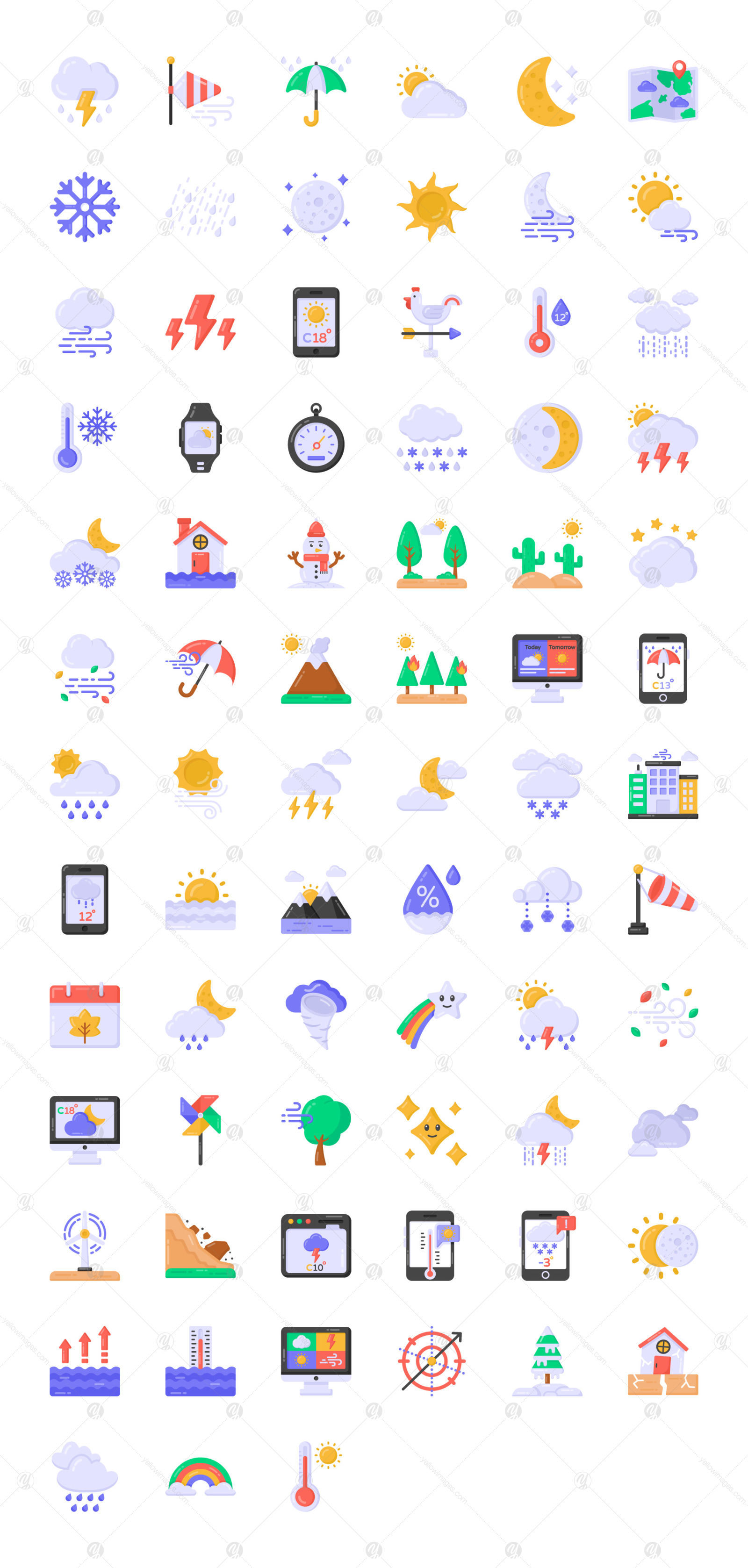 Flat Detailed Weather Icons Collection Flat Detailed Weather Icons Collection