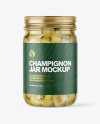 Clear Glass Jar with Champignons Mockup