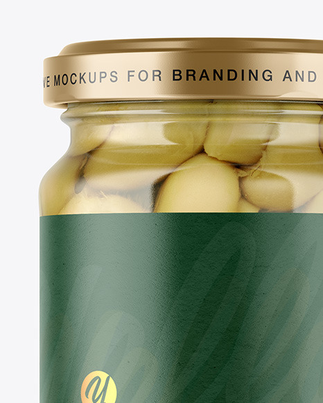 Clear Glass Jar with Champignons Mockup
